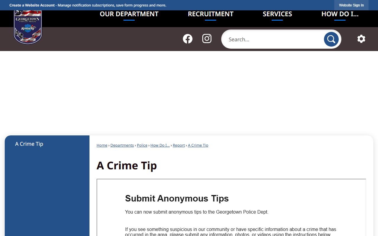 Scott County arrest records Georgetown Police crime tip source
