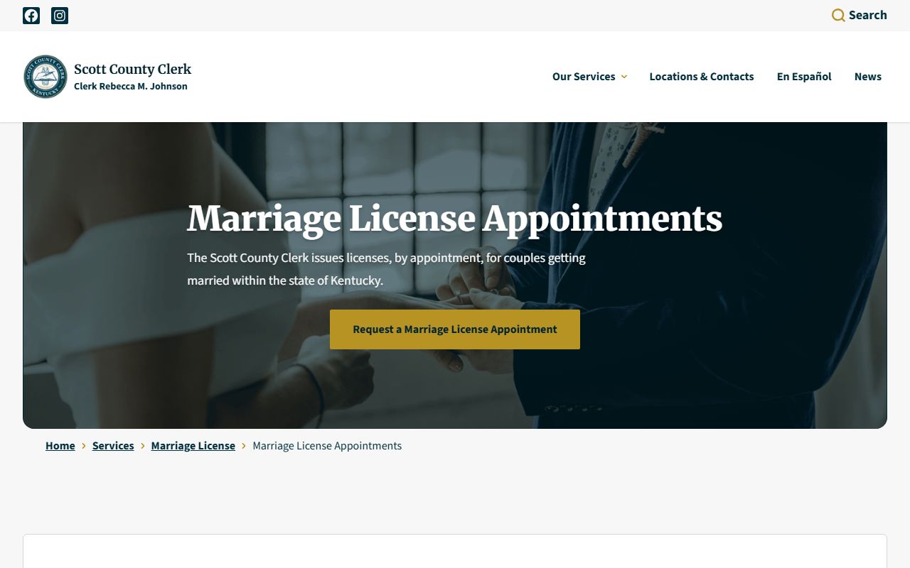 Scott County marriage records appointment fee information