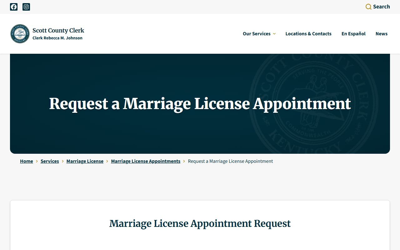 Scott County marriage records appointment request form